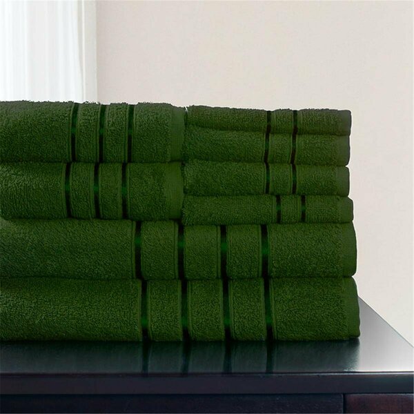 Daphnes Dinnette 12 x 11.75 in. 100 Percent Cotton Plush Bath Towel Set Green - 8 Piece DA3238784